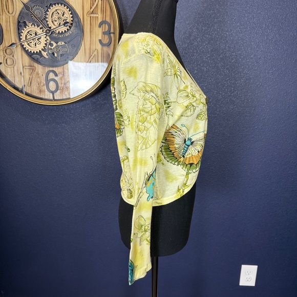 Moth Floral & Butterfly Patterned Cotton Cropped Cardigan Bolero | Size Large - Picture 4 of 7